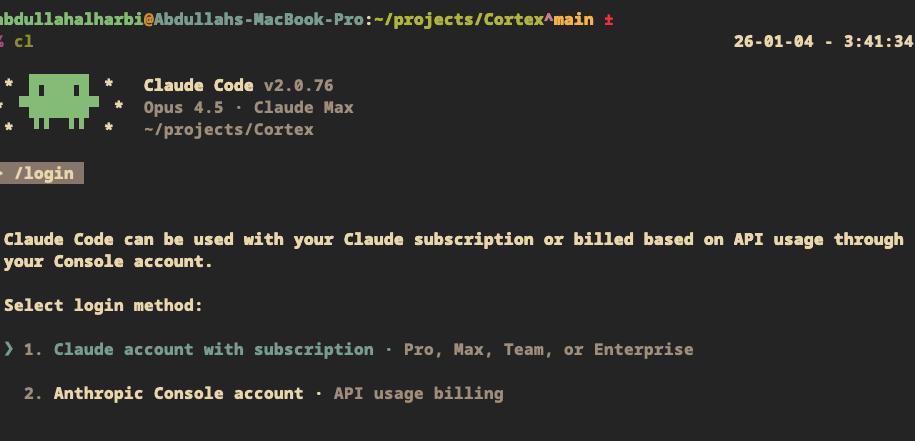 Claude Code authentication options