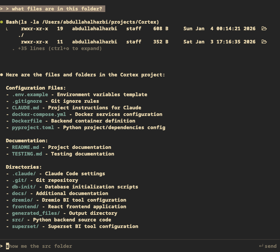 Claude Code listing files