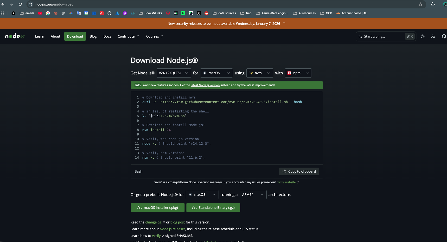 Node.js download page